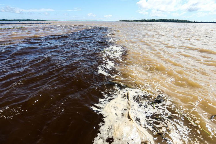 Encontro das águas do rio Solimões com o rio Negro.